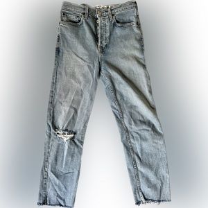 Re/Done High Rise Stove Pipe Jeans in Cloud Blue